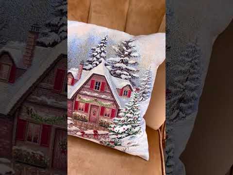 Декоративна наволочка Новорічна 45х45 см, гобелен KISS1376C, видео 1