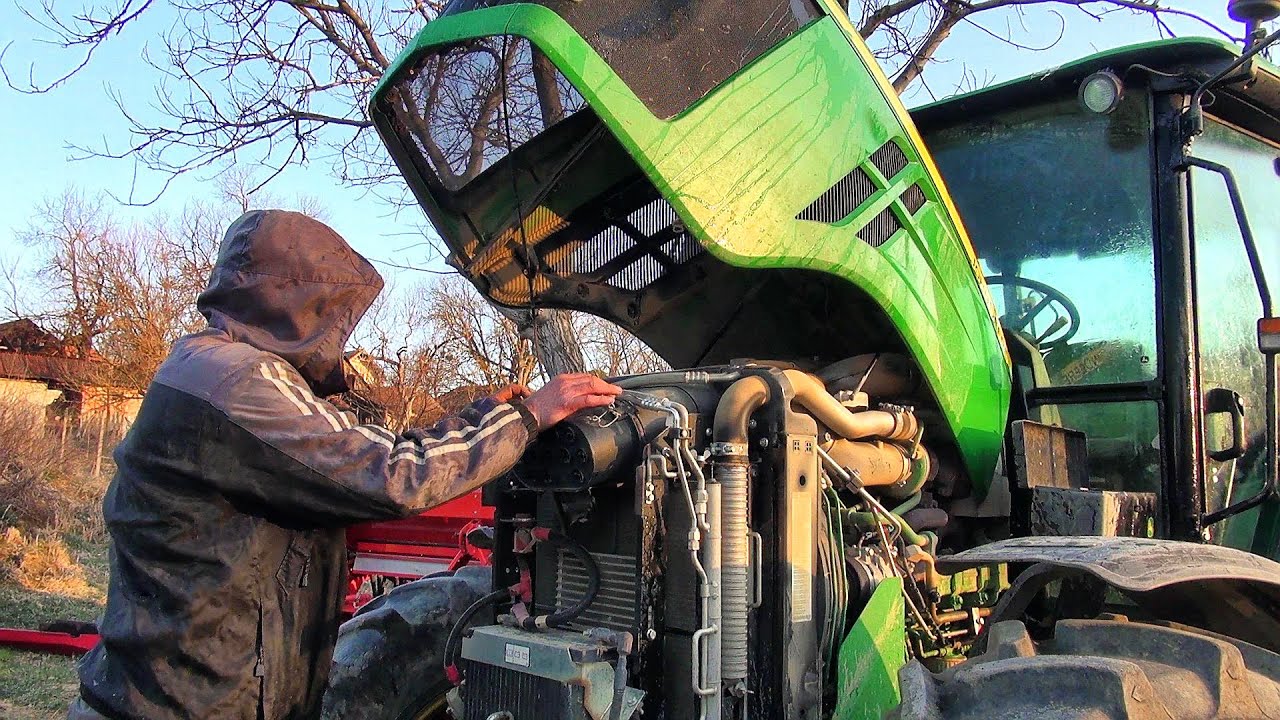 Tractor John Deere 5100MWashing 💦 Cleaning filters 💨 Engine start ⚡