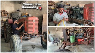 V6 Engine Diesel line assembly 🔥|| #biggest #tractor #india