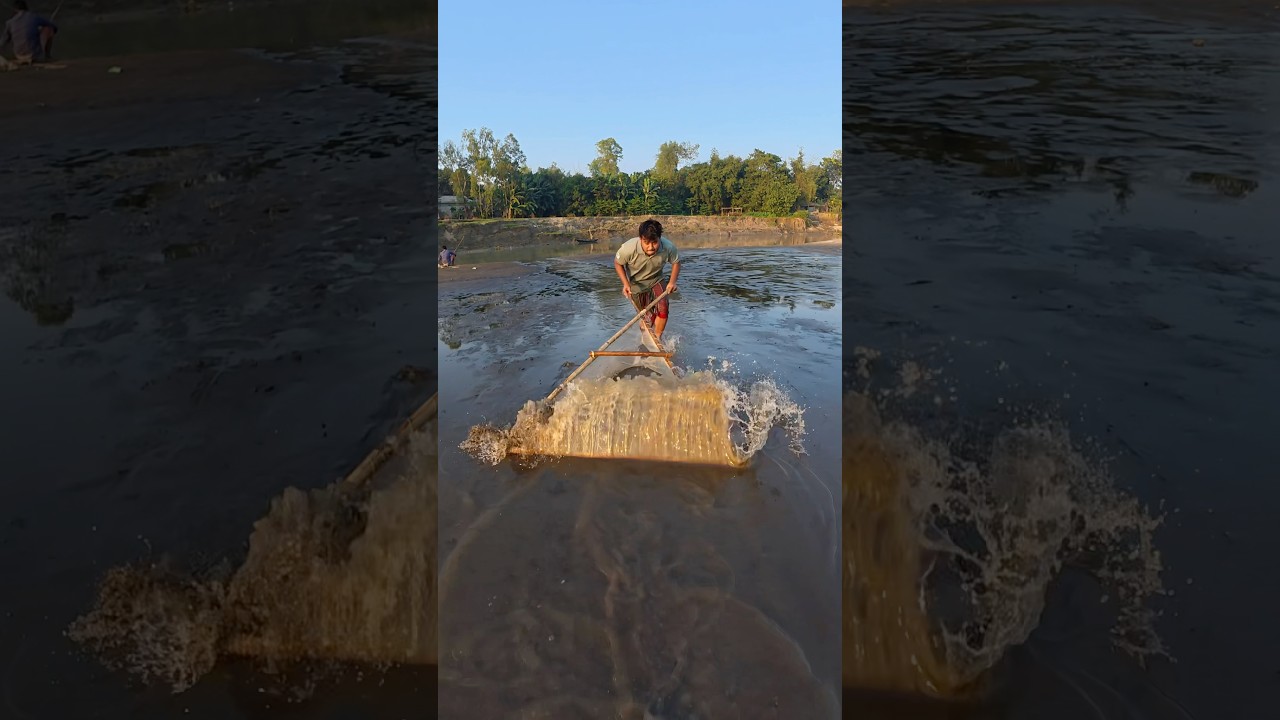 Amazing Village Hand Fishing in Slow Water 🐟