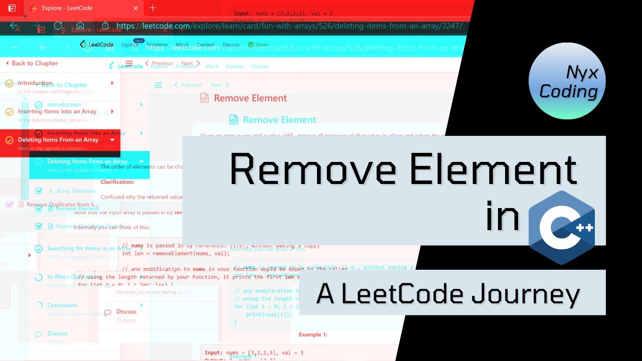 Remove Element in C++ - A LeetCode Journey - YouTube
