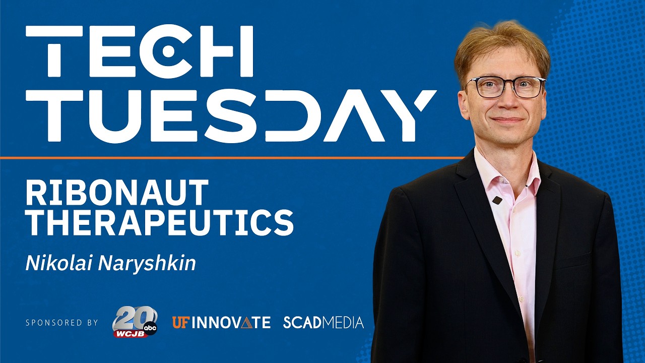 In this week's Tech Tuesday segment on WCJB TV20, UF Innovate's Julia Estroff spotlights Ribonaut Therapeutics, the Panelists' Choice award winner at GatorPitch Jupiter. A University of Florida–affiliated startup, Ribonaut Therapeutics is developing next-generation medicines to treat neurological diseases and movement disorders. 

Special thanks to SCAD Media for co-sponsoring and producing the segment.