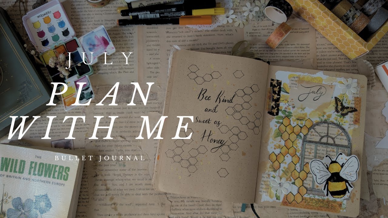 July 2025 Plan with Me | Monthly Bullet Journal Setup | Summer Bee theme