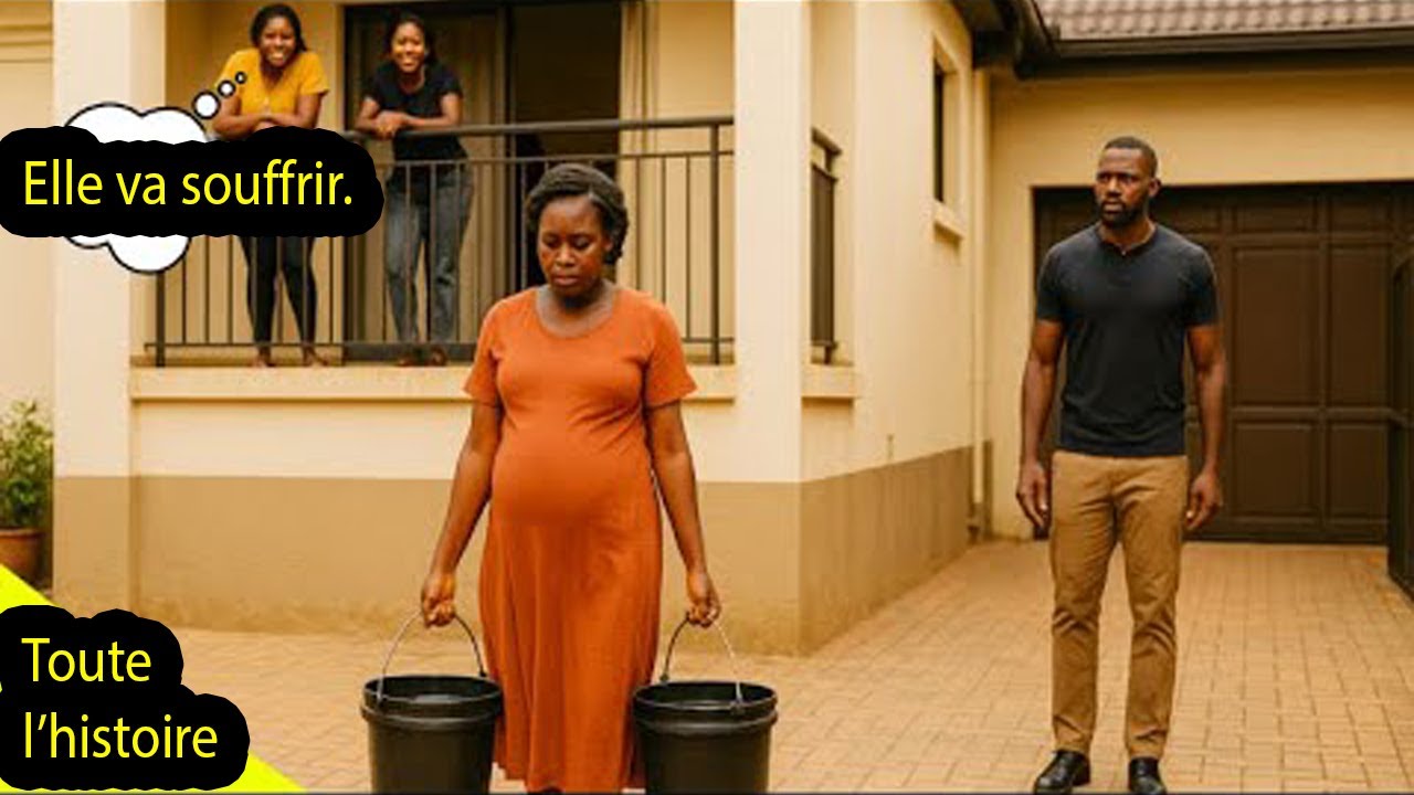 Il est rentré plus tôt que prévu — sa femme enceinte portait de lourds seaux pendant qu’ils riaient