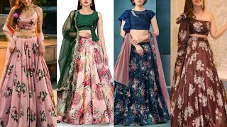 Printed Crop Top Lehenga Design/ Designer Crop Top Lehenga/ Designer Crop Top With Printed Skirt