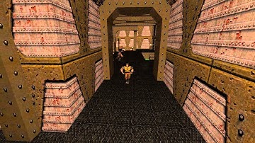 Quake Done Quicker E1M1 rendered in Povray, with high-res textures