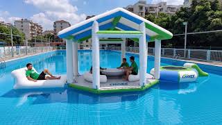 Factory Direct Luxury Inflatable Floating Cabana & Island Lounge | VIP Resort Amenities T10-616