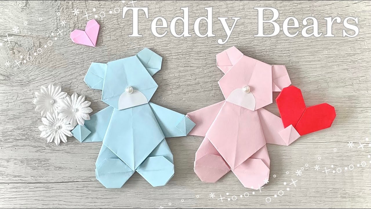 折り紙】簡単可愛い‎💝バレンタインのくま🧸*.+ﾟ｜ Teddy Bears