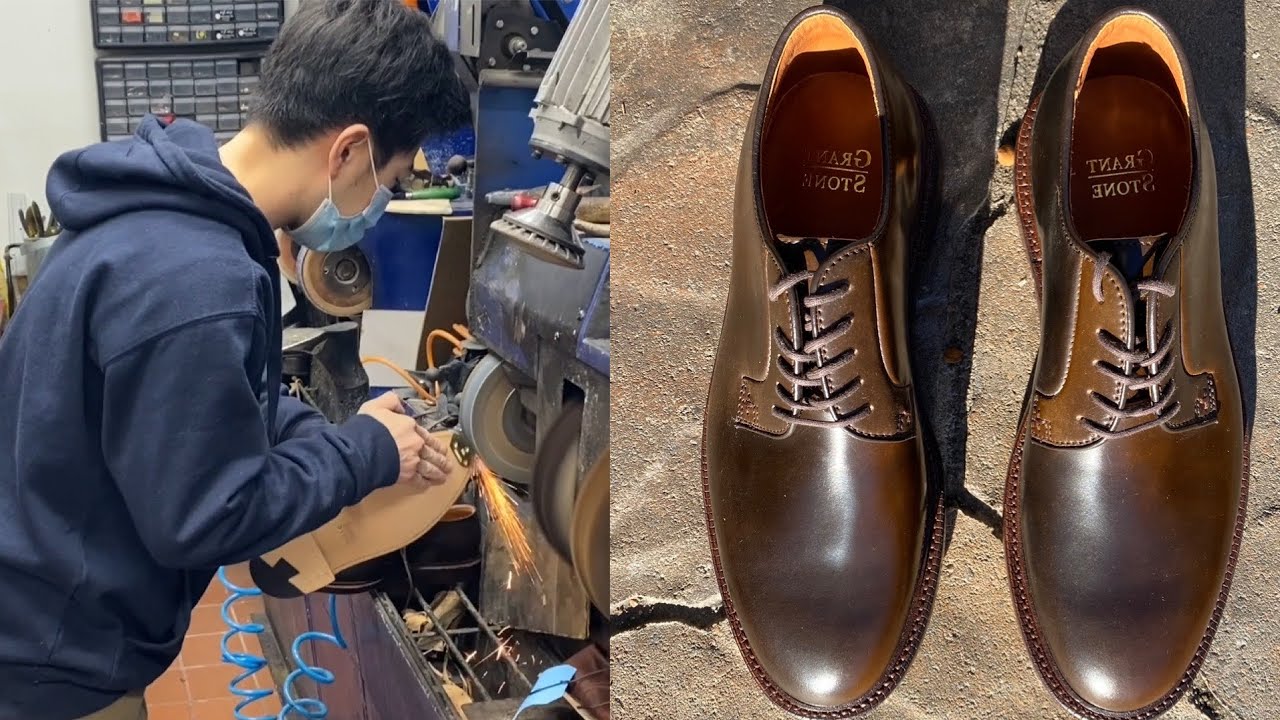 Cobbler Sunny installs toe taps on Grant Stone Maduro Shell PTB’s!!!