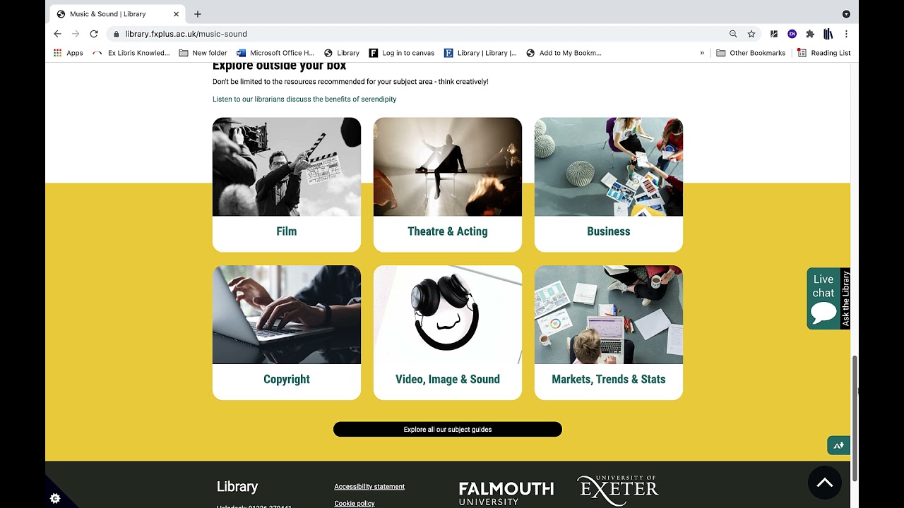 Introduction to library subject guides at Falmouth University library