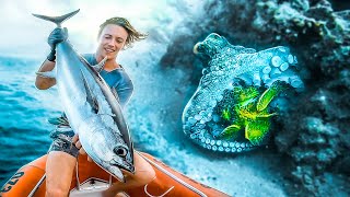 OCTOPUS EATS DEADLY STONEFISH!! Longtail TUNA Catch n Cook