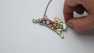 Leaping Hare Mosaic Pendant - Warm By Angela Ibbs