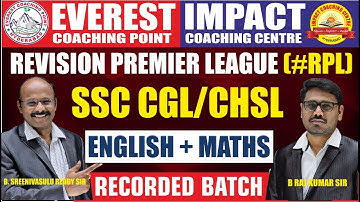 SSC CGL/CHSL 2022 |REVISION PREMIER LEAGUE(#RPL) | ENGLISH + MATHS  | RECORDED BATCH ANNOUNCEMENT