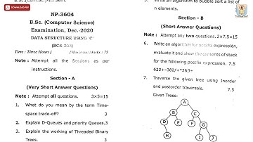BSC 3RD SEM CS DATA STRUCTURE USING C NP DEC 2020 | CCSU