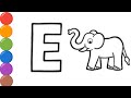 🐘 E for Elephant Drawing & Coloring for Toddlers | Learn Alphabet E | Easy Drawing for Kids