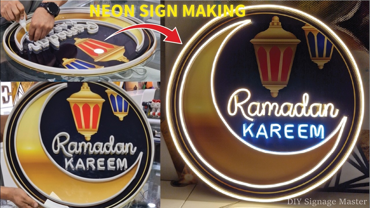 Neon Acrylic Sign Making | Backside Vinyl & Neon Tube Installation