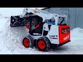 Мини ТРАКТОР ПОГРУЗЧИК Bobcat УБИРАЕТ СНЕГ Видео про трактор Спецтехника Compact Tractor Snow blower