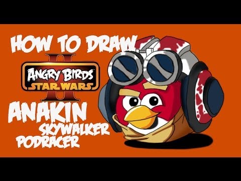 How to draw Anakin Skywalker podracer version (Angry birds star wars 2)!!