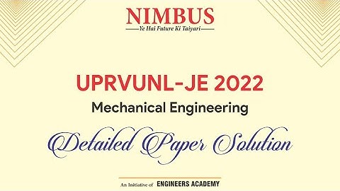UPRVUNL JE 2022 Paper Analysis | Mechanical Engineering | UPRVUNL JE Detailed Paper Solution |NIMBUS