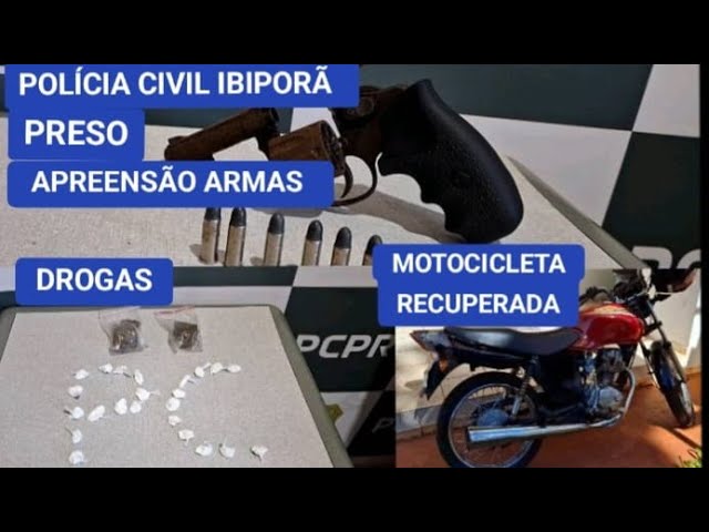 POLÍCIA CIVIL PRENDE HOMEM EM IBIPORÃ COM ARMA MUNICÕES E RECUPERA MOTOCICLETA