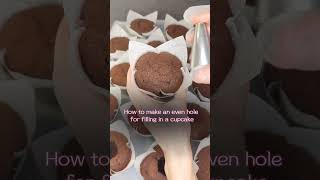 How to make an even hole for filling in a cupcake