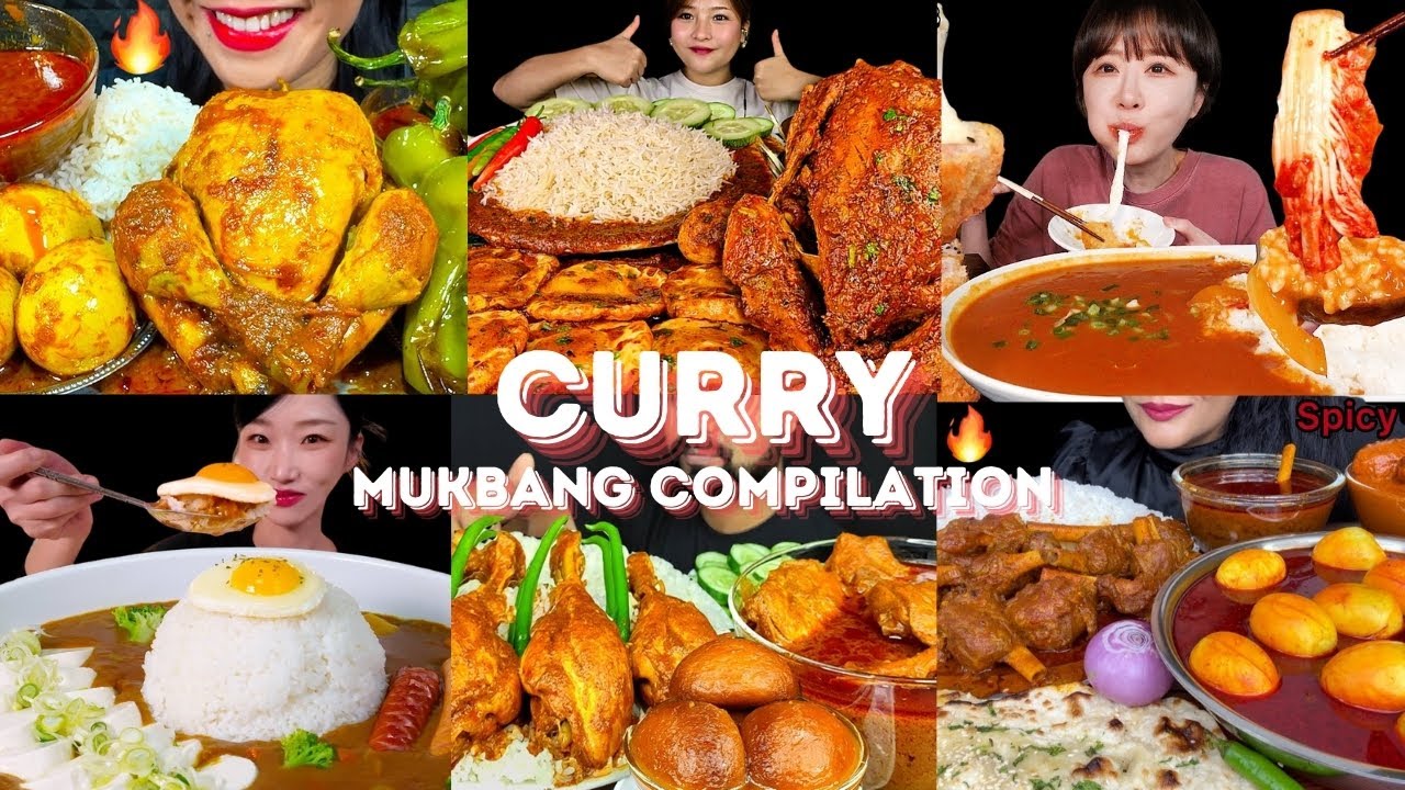 CURRY MUKBANG *ASMR* COMPILATION |  BIG BITES | EATING SOUNDS