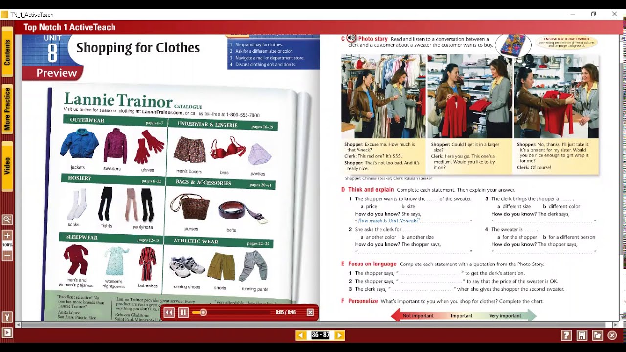 TOP NOTCH 1, UNIT 8 SHOPPING FOR CLOTHES SHADDAI ENGLISH ACADEMY. YouTube