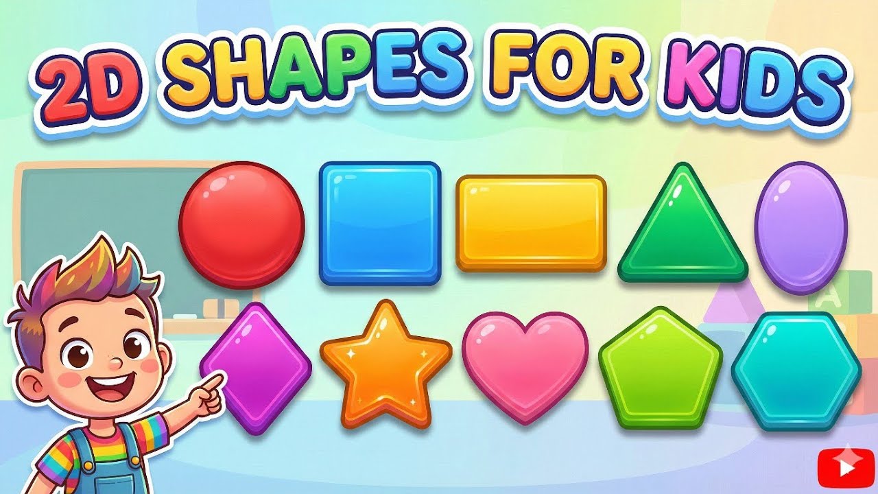 📚 Kids Classroom Shapes Learning | 2D Shapes Name & Voice for Children 