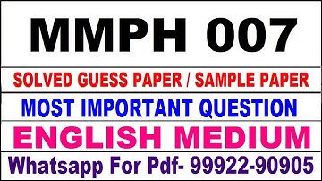 mmph 7 important questions | mmph 7 previous year question paper | mmph 7 study material