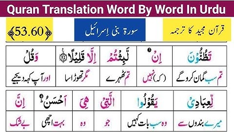 Surah Bni Israeel 53-60 | قرآن مجید کا اردو ترجمہ | سورة بني إسرائيل | Quran Majeed Ka Lafzi Tarjuma