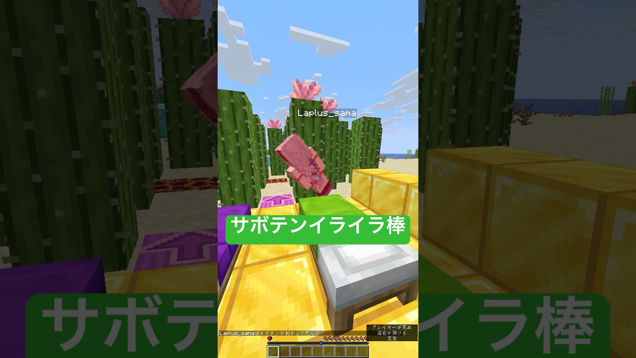 体力0.5💀サボテンイライラ棒🌵#shorts #マイクラ #マインクラフト #いろはス