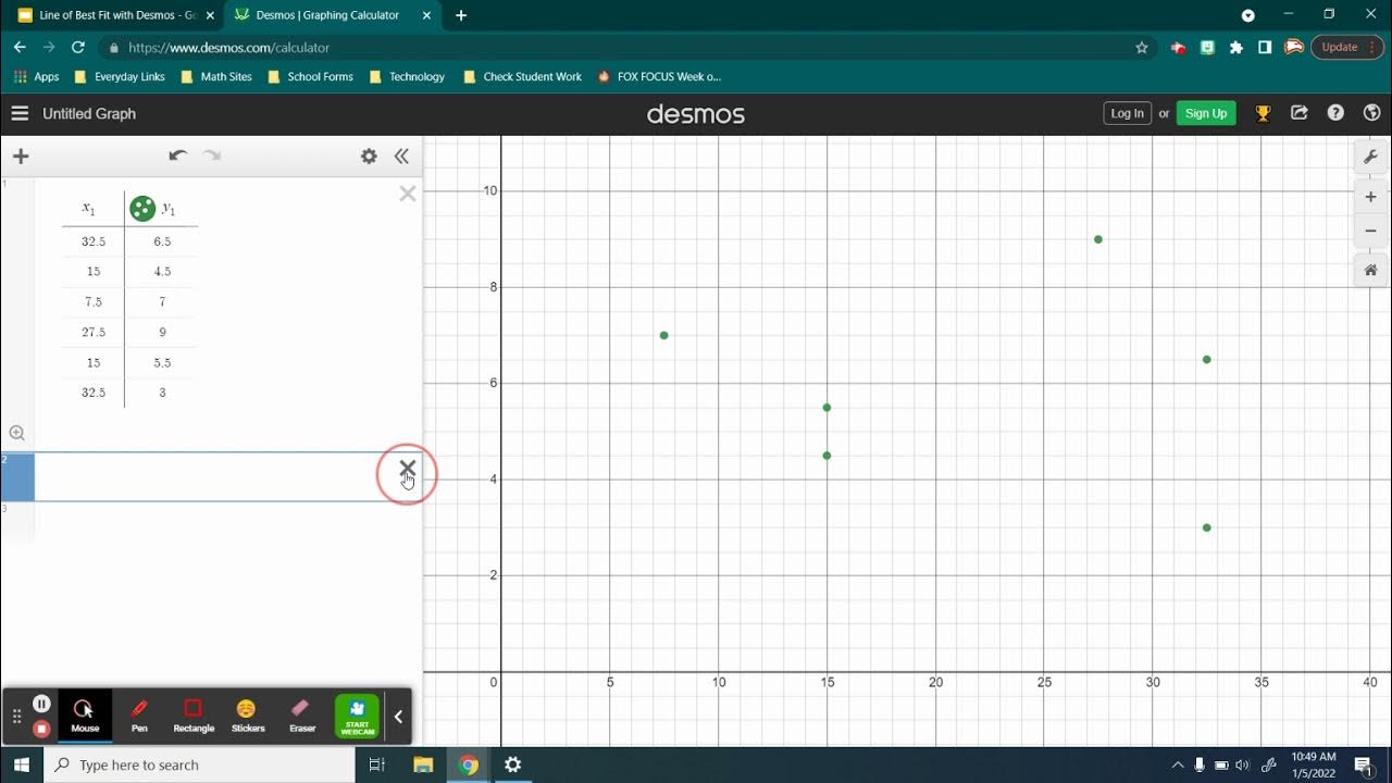 Scatter Plot & Line of Best Fit using Desmos Graphing Calculator YouTube