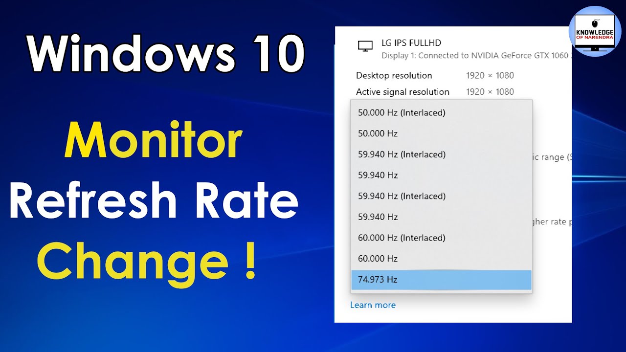 Monitor refresh rate windows 10
