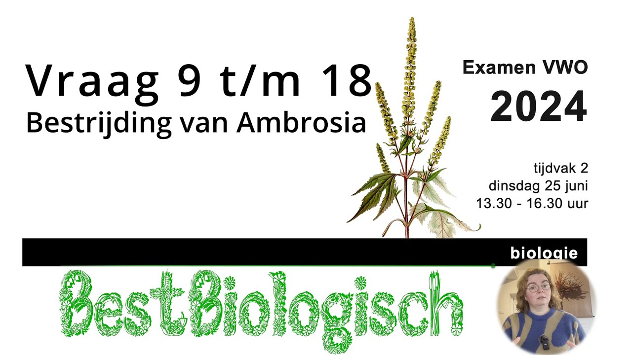 Biologie examen VWO 2024 2e tijdvak Vraag 9 t/m 18 - YouTube