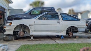 LEVIN AE86 Restoration - Gets HUGE UPGRADE! Celica Supra REAR AXLE SWAP - JUST ENGINEERING