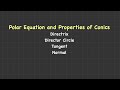 Properties of Conics | Geometry | NEP 2020 | Bsc ii sem math