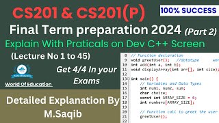 cs201 final term preparation 2024 subjective | cs201p final preparations subjective|cs201 final term