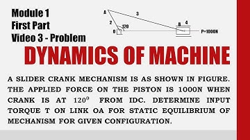 Dynamics of Machine, Module 1, First Part, Video 3 - Problem