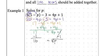 Algebra 1 notes 2-5 Equations w Parenthesis