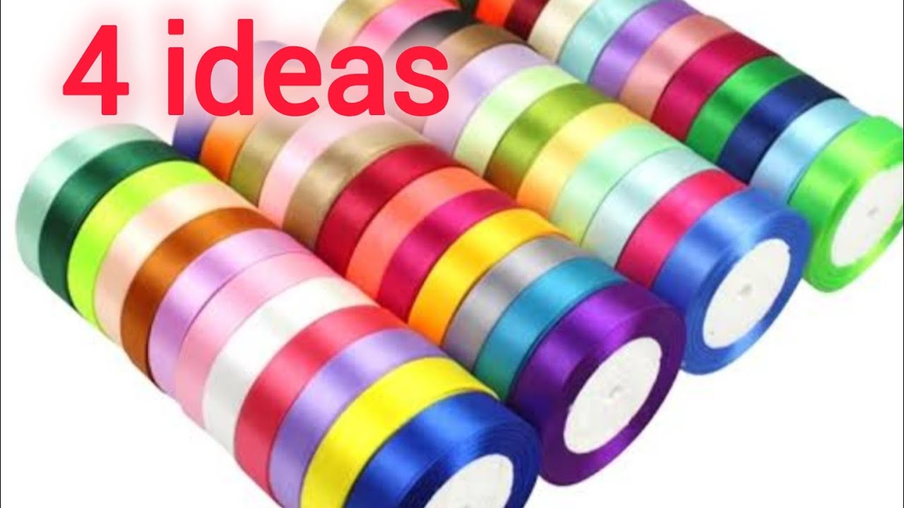 4 افكار لعمل توك شعر 🎀 باستخدام شريط ستان 2 سم بطريقة سهلة جدا / مشروعك من البيت