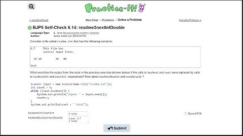 Java Practice It || 6.14 readme3nextIntDouble || file processing, scanner