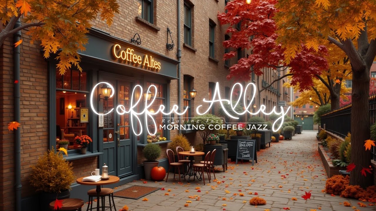 Утренний Кофейный Джаз | Осенний Переулок Джаза | Спокойная Атмосфера Кофейни для Чтения и Отдыха 🍂