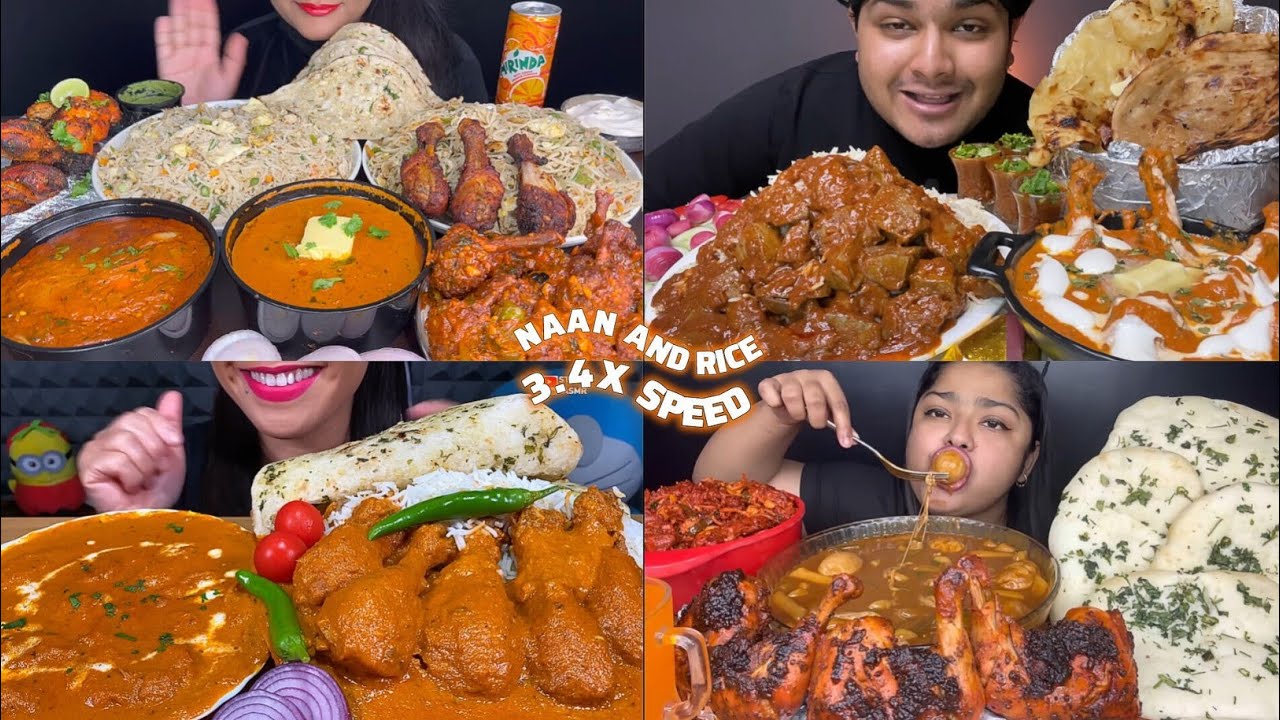 ASMR: Eating Butter Naan with butter chicken eating challenge 😍😋 paneer with fried rice Mukbang