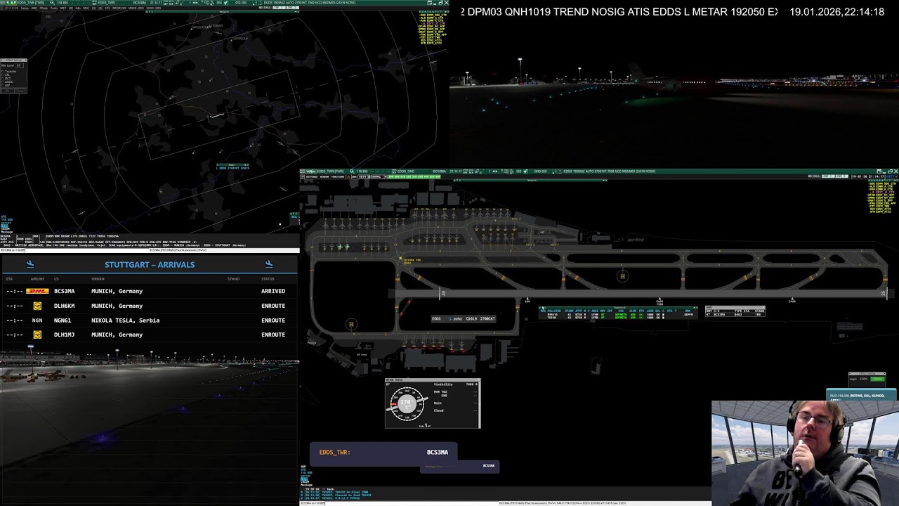 ATC | Stuttgart Tower | VATSIM | 4k