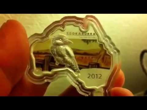 2012 Australian Kookaburra Map Shaped Silver Coin