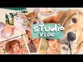 STUDIO VLOG #02  ✨ Making stickers for my shop, packing orders and painting
