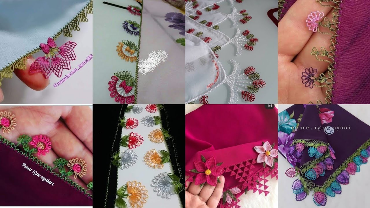 En yeni 100 adet 💯👌iğne oyası tülbent yazma modelleri /En güzel iğne oyası tülbent kenarı modelleri