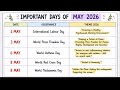Days &amp; Themes May 2026 || An Aspirant!