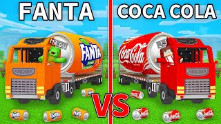 JJ's COCA COLA Truck vs Mikey's FANTA Truck Build Battle in Minecraft - Maizen