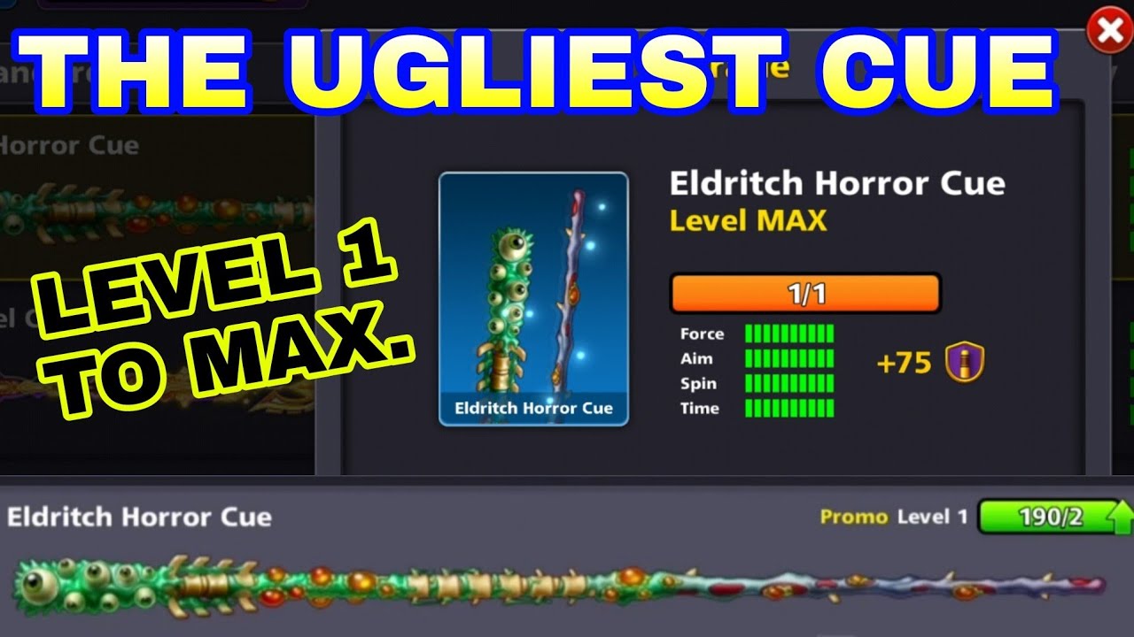 Upgrading ELDRITCH HORROR Cue From Level 1 to Level MAX and Testing in Diamonds Aces of Pool